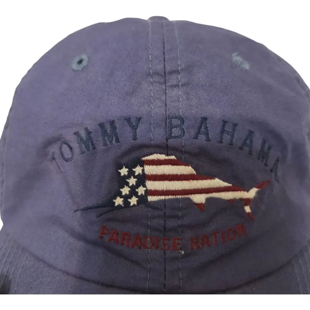 Tommy Bahama Paradise Nation Baseball Cap Mens Navy Flag Adjustable Hat Fishing